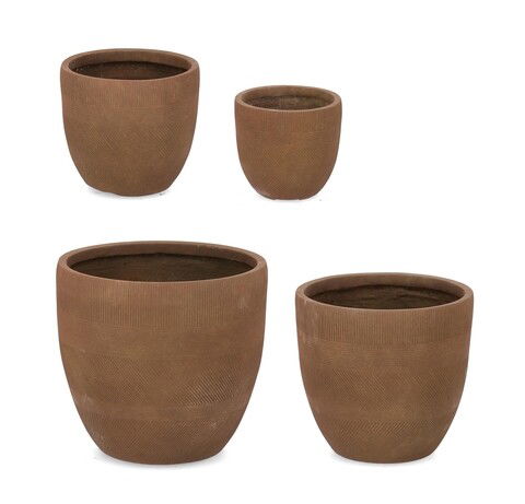 Set ghivece pentru exterior 4 piese Rigo, Bizzotto, Ø42 x 39 cm, fibre de lut, maro rusty