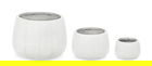 Set ghivece pentru exterior 3 piese Ribbed, Bizzotto, Ø50 x 36 cm, fibra de sticla si argila, alb