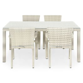 Set masa dreptunghiulara si 4 scaune, Horeca, aluminiu, natur