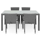 Set masa dreptunghiulara si 4 scaune, Horeca, aluminiu, gri