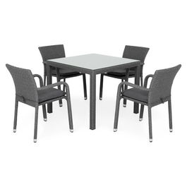 Set masa patrata si 4 scaune, Horeca, aluminiu, gri