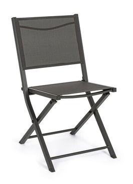 Scaun pliabil pentru gradina Hilde, Bizzotto, 48x55.5x82.5 cm, aluminiu/textilena, gri carbune