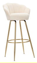Scaun de bar Vienna, Mauro Ferretti, 55x53x110 cm, catifea, crem