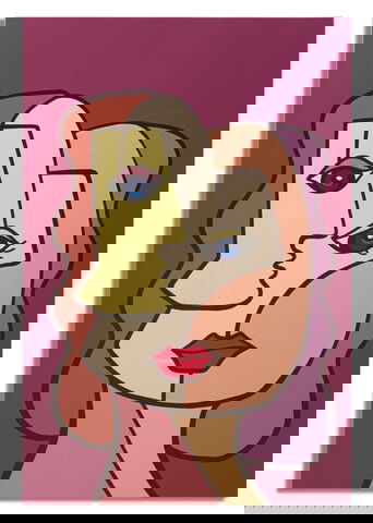 Tablou, Mauro Ferretti, Face - B, 60 x 3 x 90 cm, lemn de pin/panza, multicolor