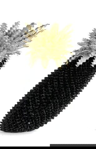 Decoratiune Surabaya Ananas, Bizzotto, 24.5 x 24 x 49.5 cm, polirasina, negru