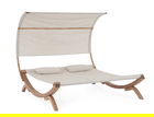 Sezlong tip pat dublu cu umbrela 2 locuri Noes, Bizzotto, 180 x 196 x 165 cm, lemn de larice/textilena 1x1
