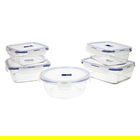 Set 5 caserole cu capac, Luminarc, Pure Box Active, sticla, transparent