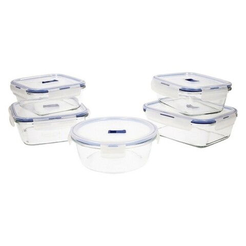 Set 5 caserole cu capac, Luminarc, Pure Box Active, sticla, transparent