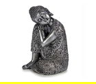 Decoratiune Sitting Buddha, Gift Decor, 22.5 x 21.5 x 32.5 cm, polirasina, argintiu