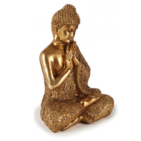 Decoratiune Praying Buddha, Gift Decor, 23 x 17 x 33 cm, polirasina, auriu