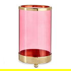 Suport pentru lumanare Cylinder, Gift Decor, 9.7 x 9.7 x 16.5 cm, metal/sticla, roz/auriu