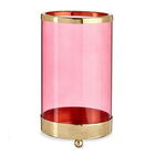 Suport pentru lumanare Cylinder, Gift Decor, 9.7 x 9.7 x 16.5 cm, metal/sticla, roz/auriu