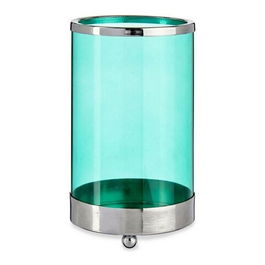 Suport pentru lumanare Cylinder, Gift Decor, 9.7 x 9.7 x 16.5 cm, metal/sticla, albastru/argintiu
