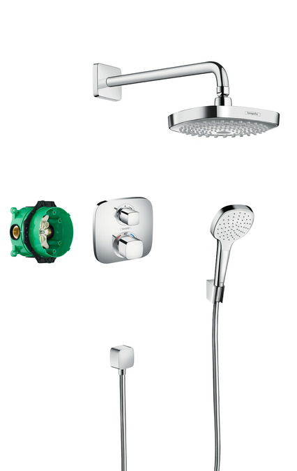 Sistem de dus incastrat termostatat Hansgrohe Design Croma Select E Ecostat E cu 2 consumatori