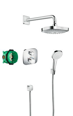 Sistem de dus incastrat termostatat Hansgrohe Design Croma Select E Ecostat E cu 2 consumatori
