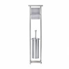 Suport hartie igienica si perie de toaleta Lioni, Wenko, 19 x 19 x 76 cm, inox, argintiu