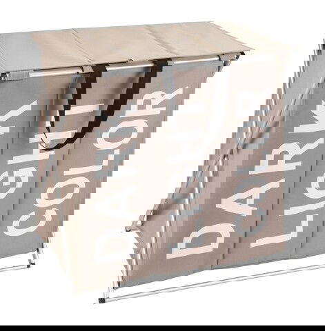 Cos de rufe cu 3 compartimente, Wenko, Trio Top, 118 L, 57 x 57 x 38 cm, poliester/aluminiu, bej