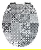 Capac de toaleta, Wenko, Premium Portugal, 37.5 x 44 cm, MDF, gri
