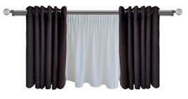 Set complet pentru fereastra Galerie Kula Crystal 19/19 - inox + Perdea 1008-V03 krem + Draperie CATIFEA V13- inele capse inox