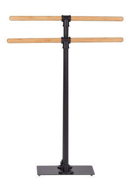 Suport prosoape de baie, Wenko, Forli, 60 x 20 x 77.5 cm, inox/bambus, negru/maro