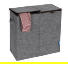 Cos pentru rufe, Wenko, Felt Duo, 2 compartimente, 82 L, poliester/polipropilena, gri/maro