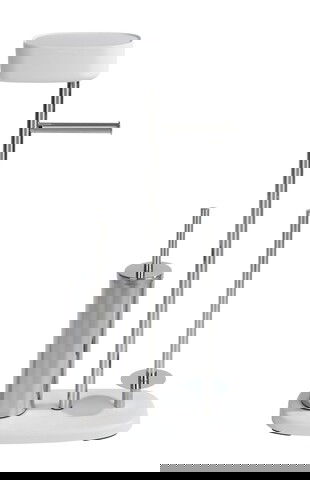 Suport pentru hartie igienica si perie de toaleta + spatiu depozitare accesorii, Wenko, Rivazza, 32 x 17 x 72.5 cm, inox