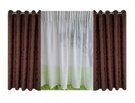 Set complet pentru fereastra DRAPERIE EVEREST WENGE CU INELE INOX + PERDEA 1008