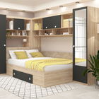 Dormitor colt ALESSIO, configuratia ALE2, Sonoma, Antracit, stofa Bej
