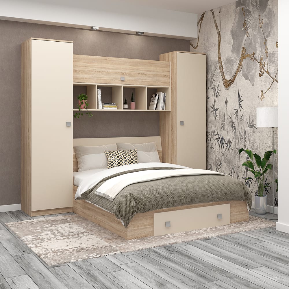 Dormitor cu pont NUVOLA, configuratia NUV2, Sonoma, Vizon
