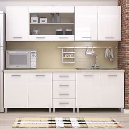 Mobila bucatarie STYLE 225, Vizon, MDF Alb Gloss