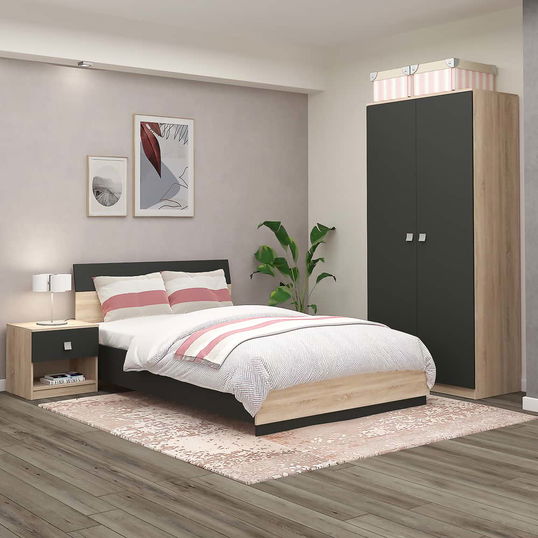 Dormitor ROSETTO, configuratia ROS2, Sonoma, Antracit