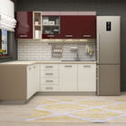 Mobila bucatarie pe colt STYLE 200x160, Vizon, MDF Alb Gloss, MDF Bordo Gloss