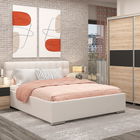 Dormitor GEORGIA, configuratia GEO1, Sonoma, Antracit, Piele Eco Alb
