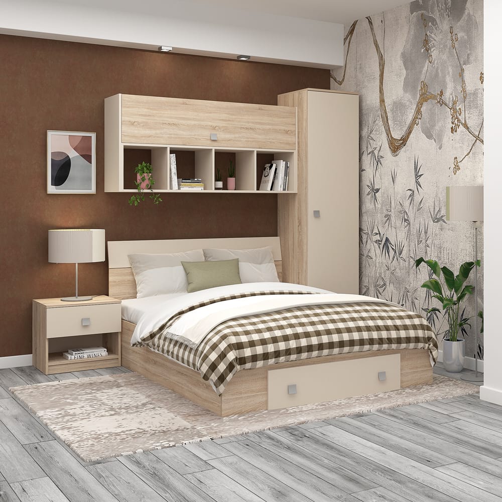 Dormitor NUVOLA, configuratia NUV4, Sonoma, Vizon