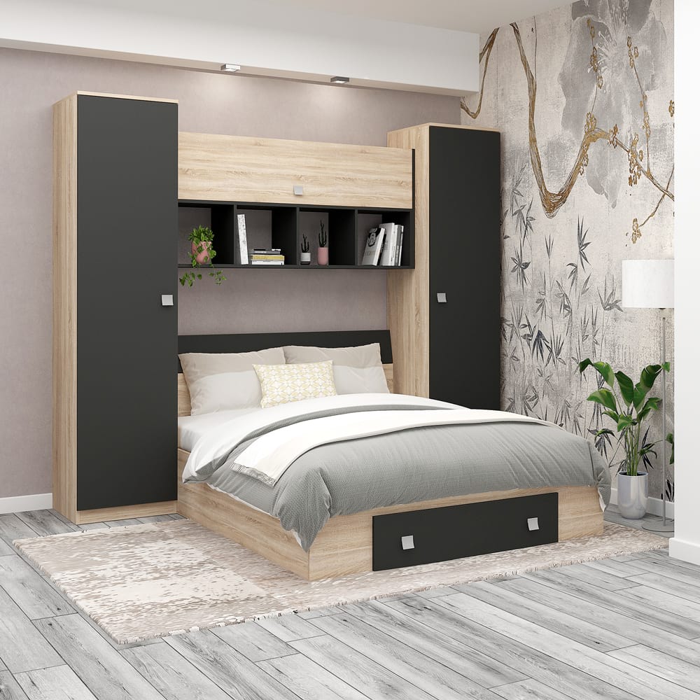 Dormitor cu pont NUVOLA, configuratia NUV2, Sonoma, Antracit