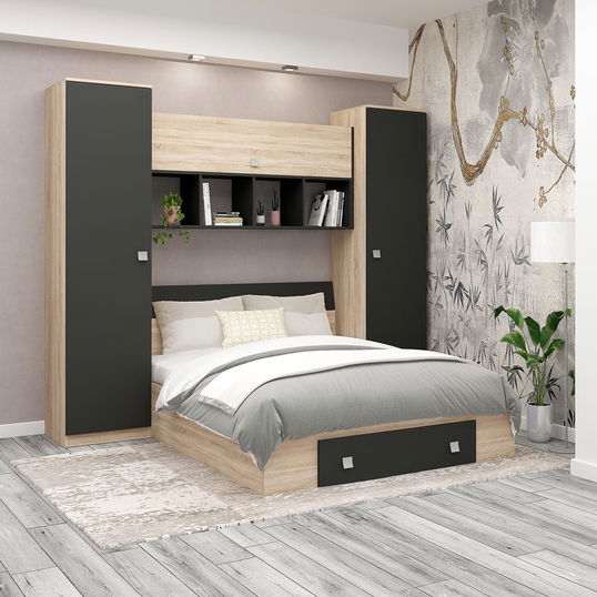 Dormitor cu pont NUVOLA, configuratia NUV2, Sonoma, Antracit