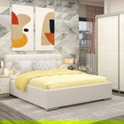 Dormitor GEORGIA, configuratia GEO2, Sonoma, Alb Gloss, Piele Eco Alb