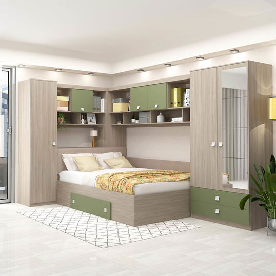 Dormitor colt ALESSIO, configuratia ALE4, Oak, Pesto