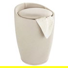 Taburet baie, Wenko, Candy White Matt, cos de rufe inclus, 36 x 50.5 x 36 cm, plastic/poliester, bej