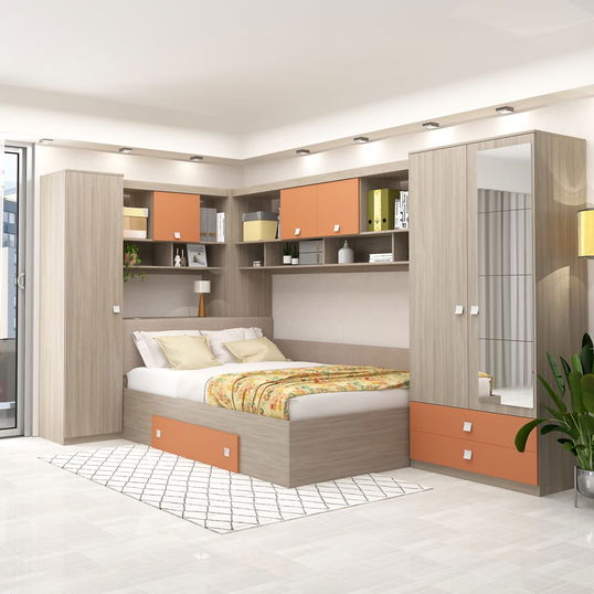 Dormitor colt ALESSIO, configuratia ALE4, Oak, Ginger