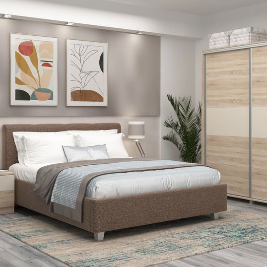 Dormitor ARISA, configuratia ARI1, Sonoma, Vizon, Stofa Maro