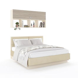 Pat PRIMAVERA 140x200, elemente tapitate, pont, Vizon, Oak, catifea Bej
