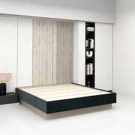 Cadru pat matrimonial LINEA, Oak, Catifea Neagra