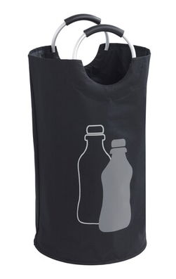 Colector multifunctional pentru sticle, Wenko, Jumbo, 69 L, 38 x 38 x 72 cm, poliester/polipropilena, negru