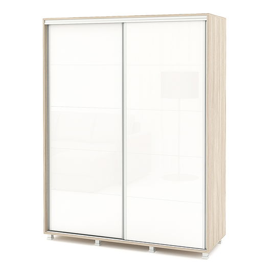 Dulap usi culisante LINEA Gloss 150cm, Oak, Alb Gloss