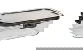 Caserola cu capac, Wenko, Steel, 1 L, 20 x 15 x 7 cm, sticla/polipropilena/silicon, negru/transparent