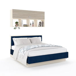 Pat PRIMAVERA 140x200, elemente tapitate, pont, Vizon, Oak, catifea Blue