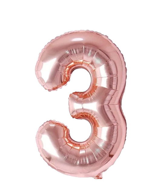 Balon aniversar Maxee, cifra 3, rose, 40 cm
