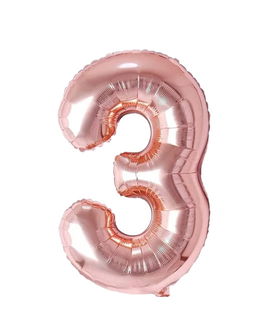 Balon aniversar Maxee, cifra 3, rose, 40 cm