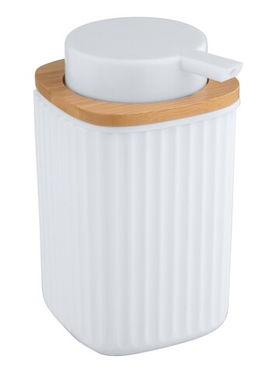 Dozator sapun lichid, Wenko, Rotello, 250 ml, plastic/bambus, alb/maro